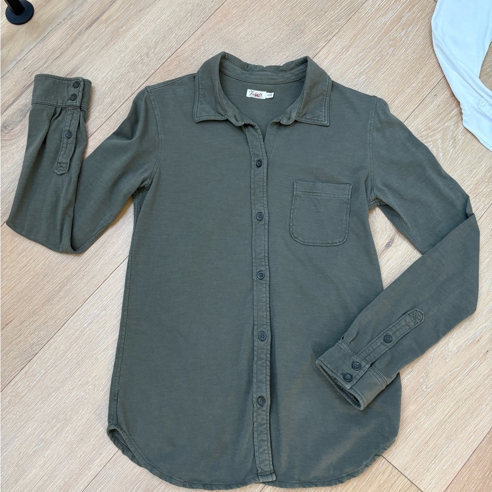 Faherty Olive Green Button-Down Shirt